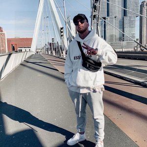 FEAR OF GOD double Thread ESSENTIALS chest embossed letter rotator cuff hoodie